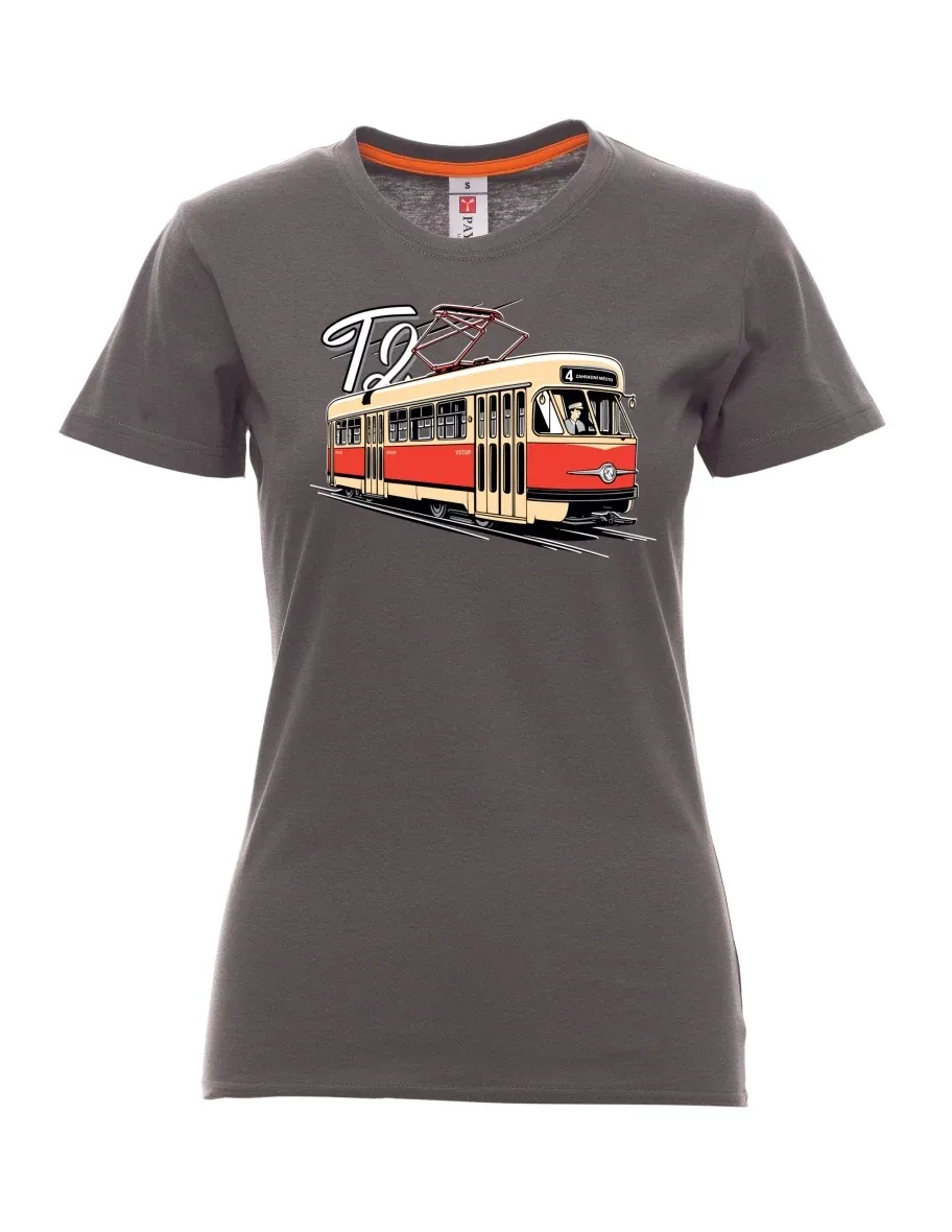 Damski t-shirt antracytowy Tramwaj T2