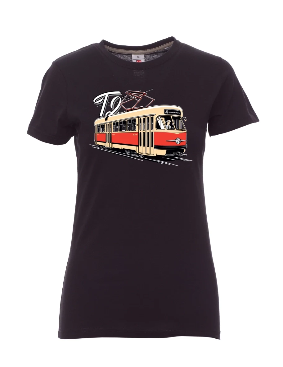 Damski t-shirt czarny Tramwaj T2