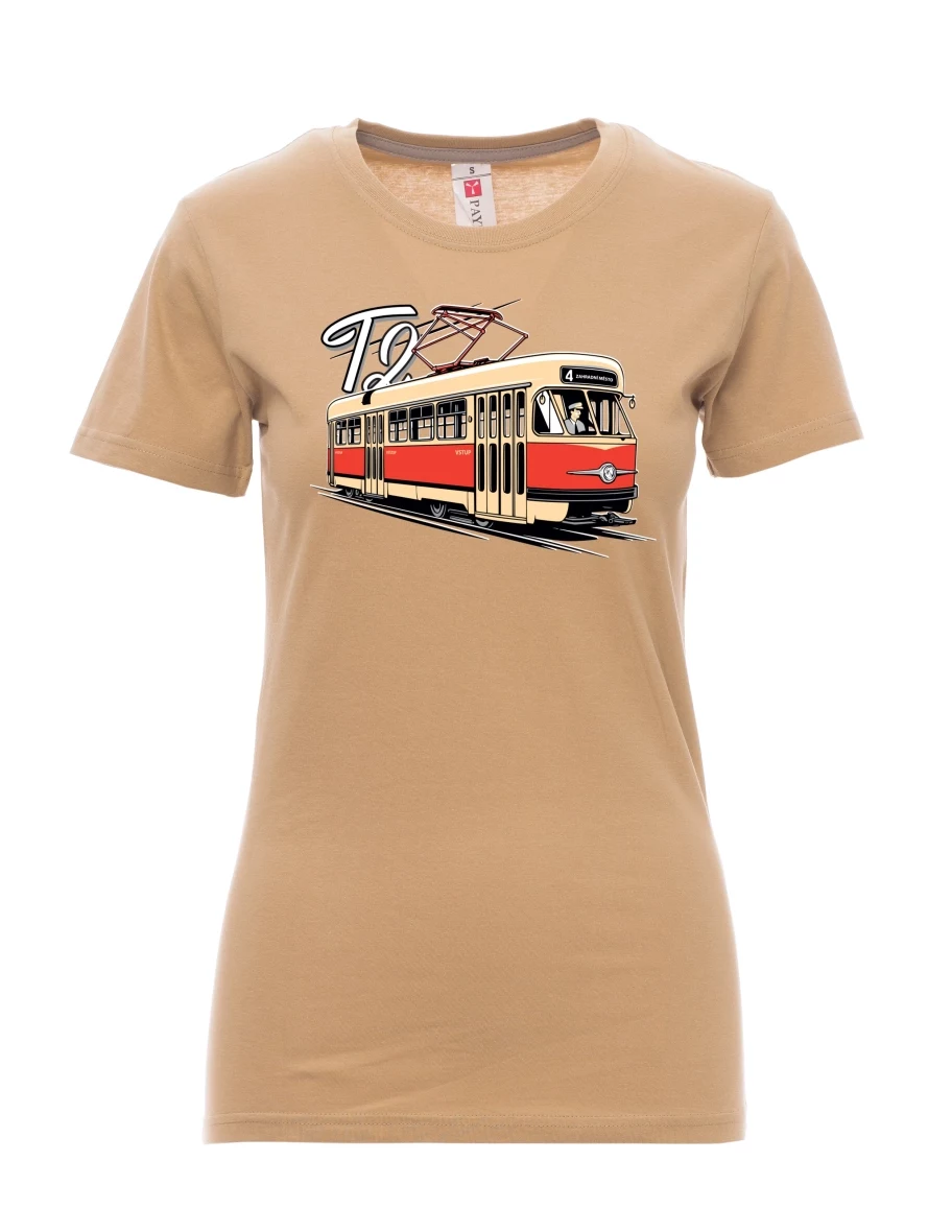 Damski t-shirt brązowy Tramwaj T2