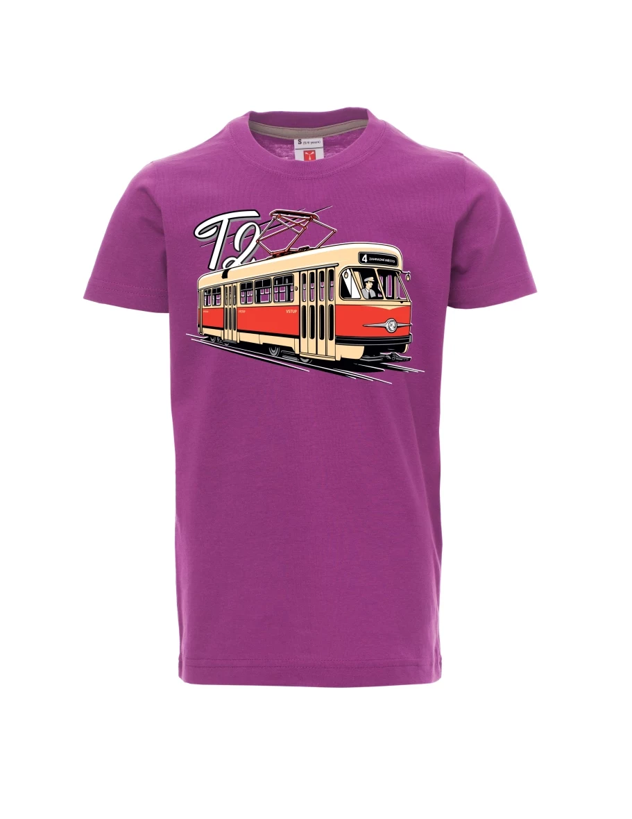Dziecięcy t-shirt purpurowy Tramwaj T2
