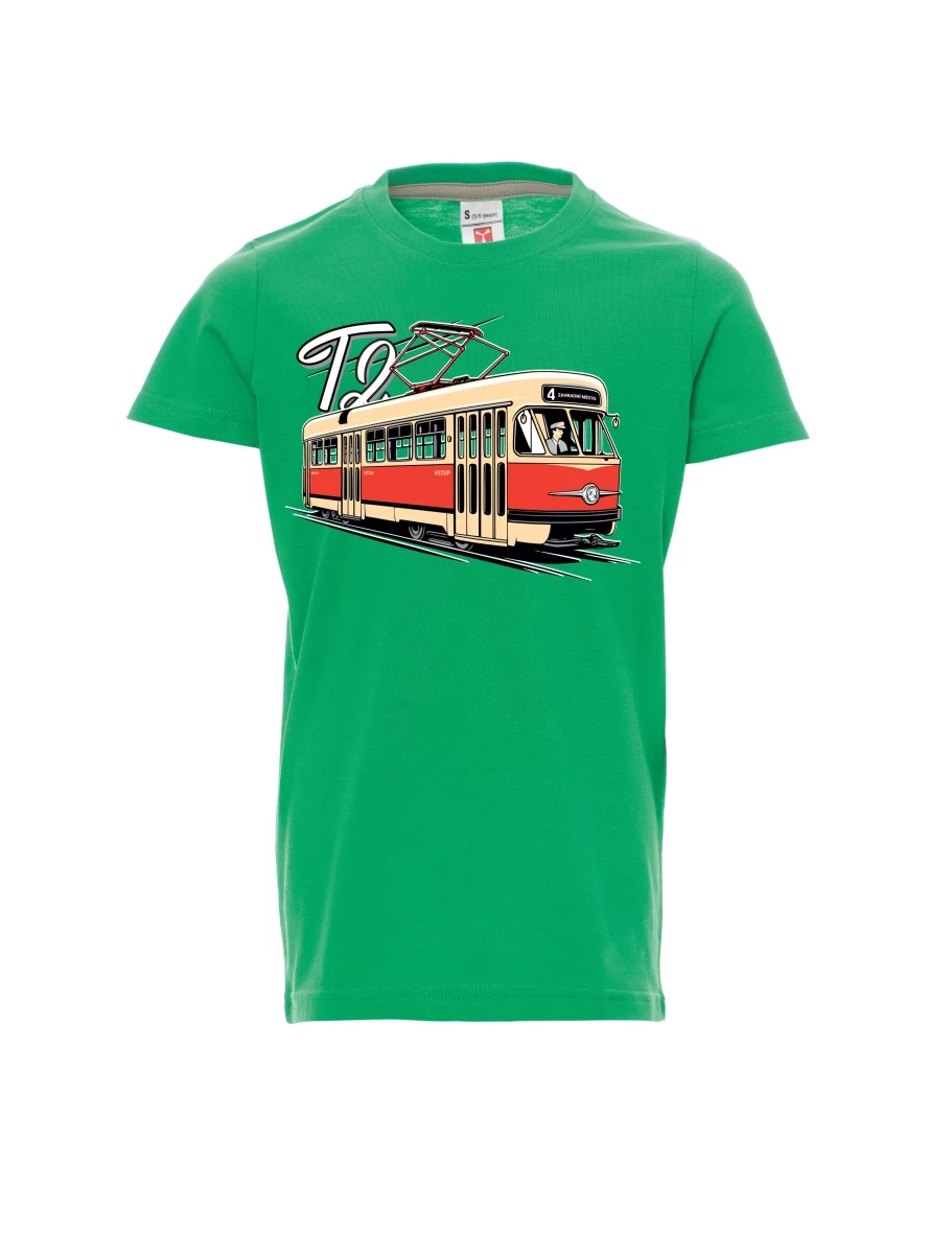 Dziecięcy t-shirt zielony Tramwaj T2