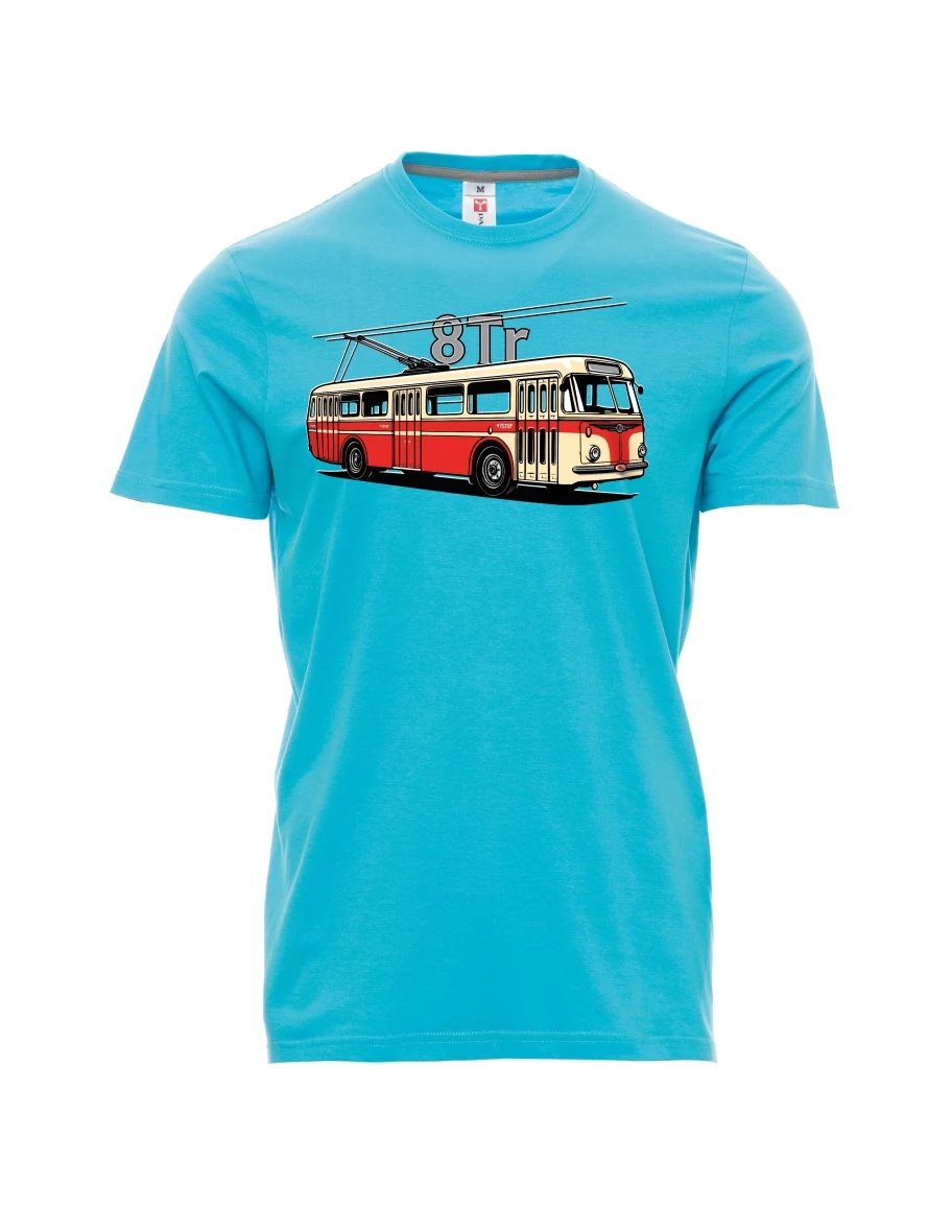 Męski t-shirt turkusowy Trolejbus 8Tr