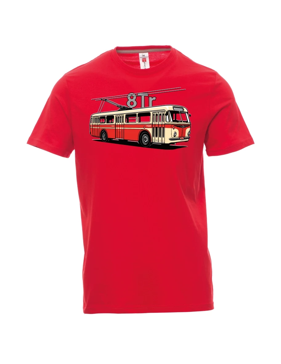 Męski t-shirt czerwony Trolejbus 8Tr
