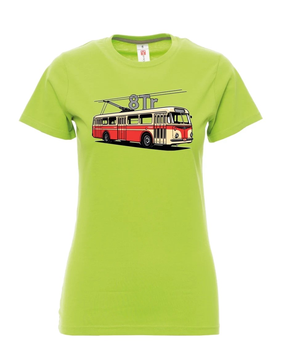 Damski t-shirt limetkowy Trolejbus 8Tr