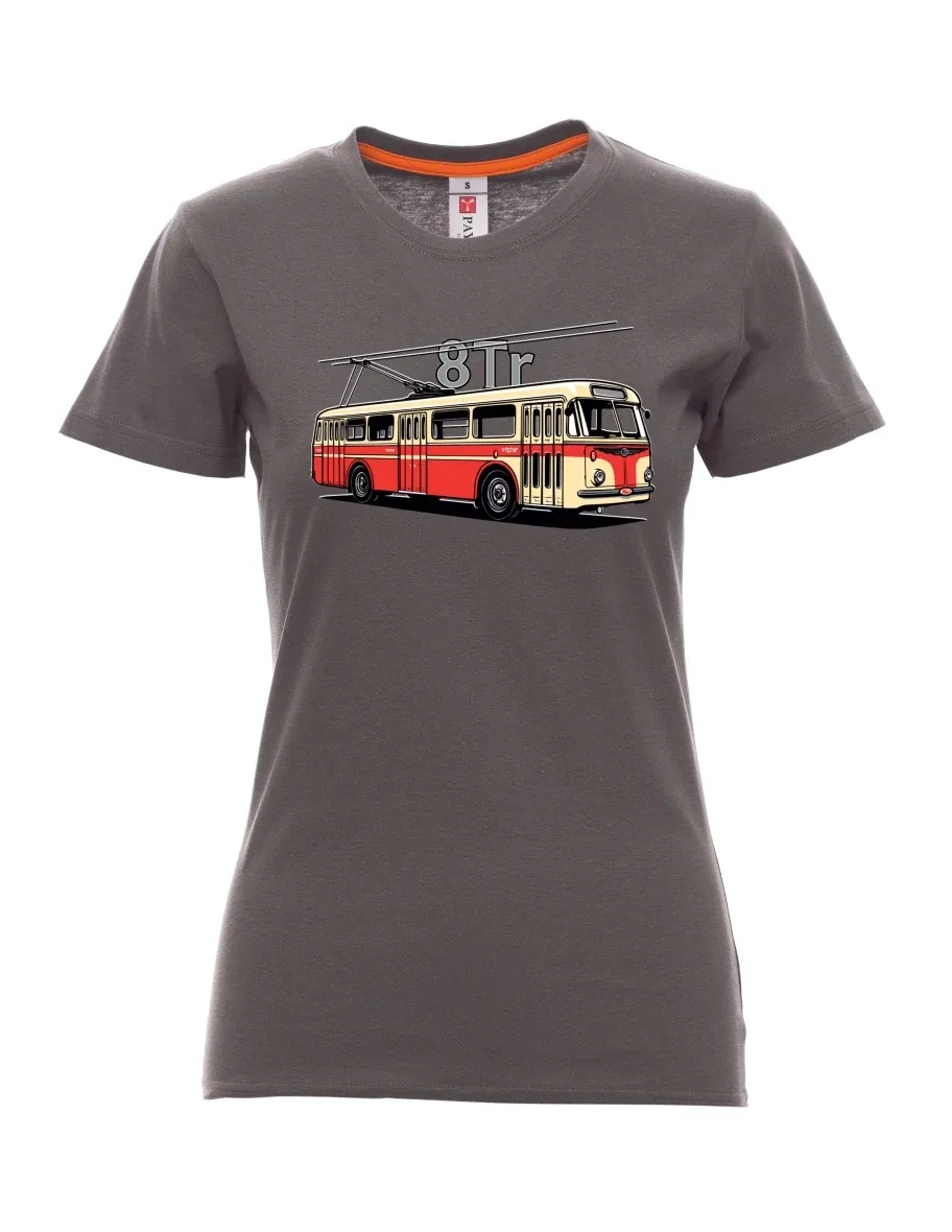 Damski t-shirt antracytowy Trolejbus 8Tr