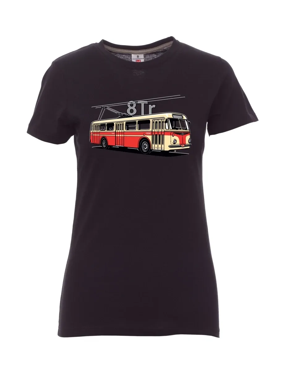 Damski t-shirt czarny Trolejbus 8Tr