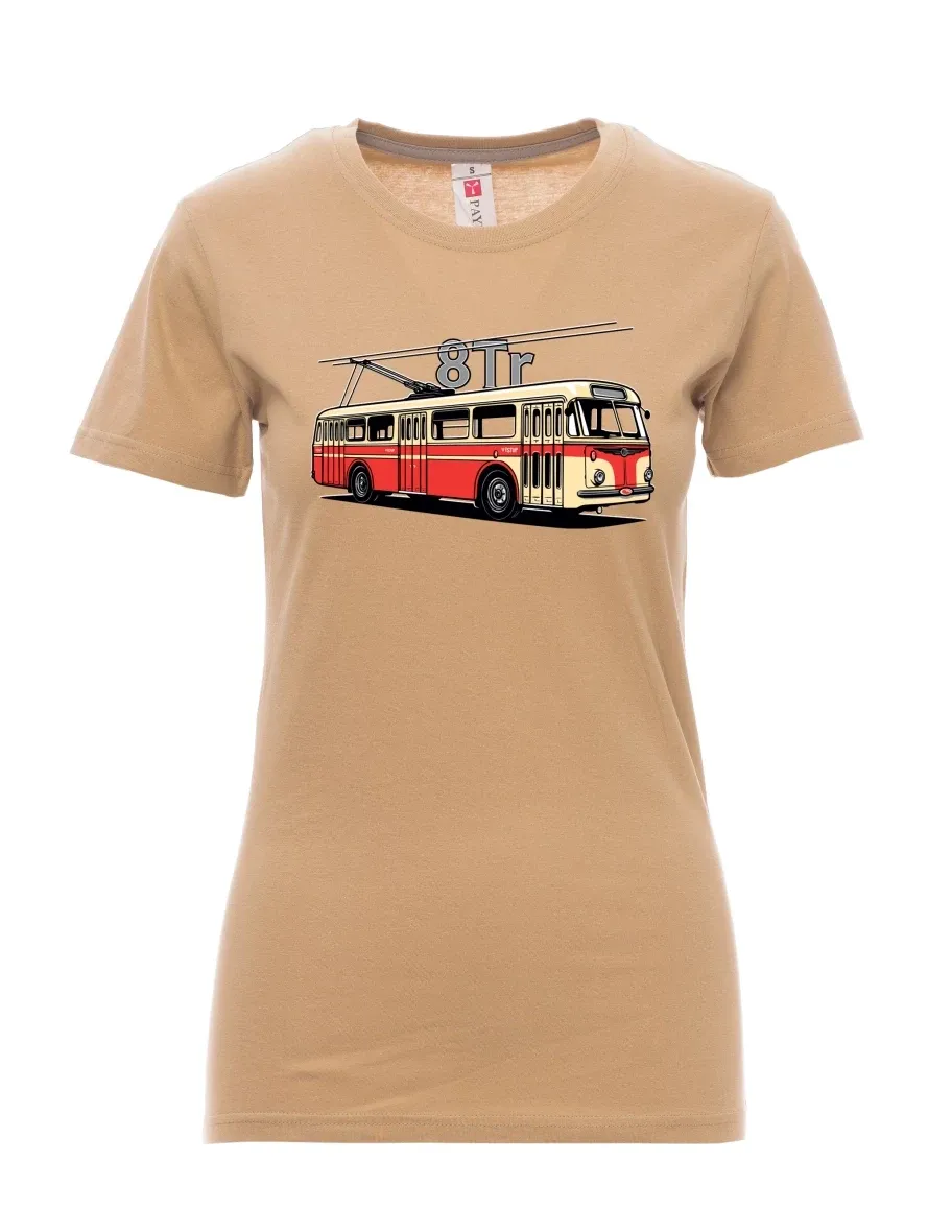 Damski t-shirt brązowy Trolejbus 8Tr