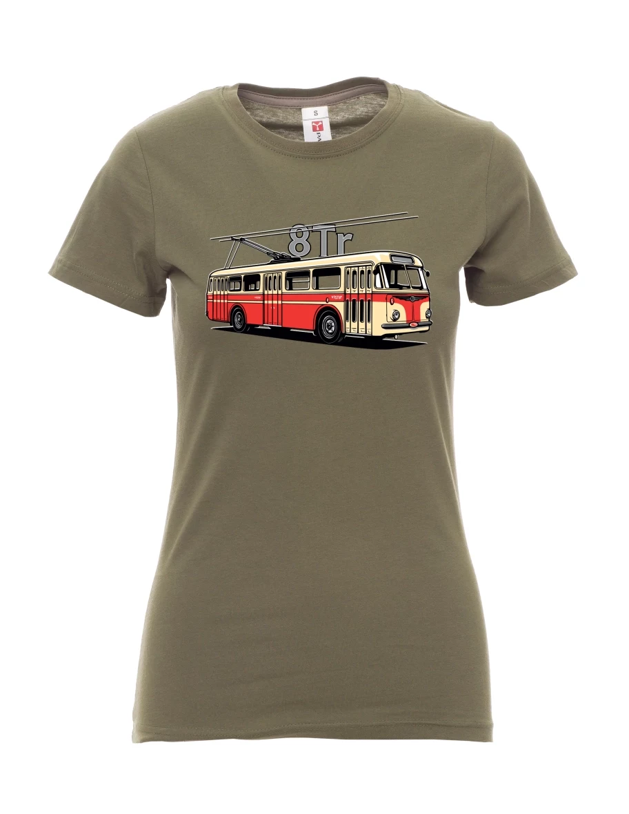 Damski t-shirt khaki Trolejbus 8Tr