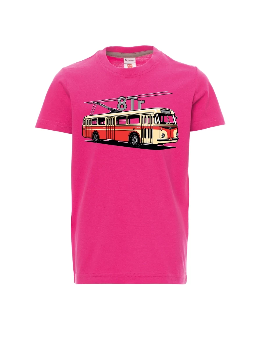Dziecięcy t-shirt różowy Trolejbus 8Tr