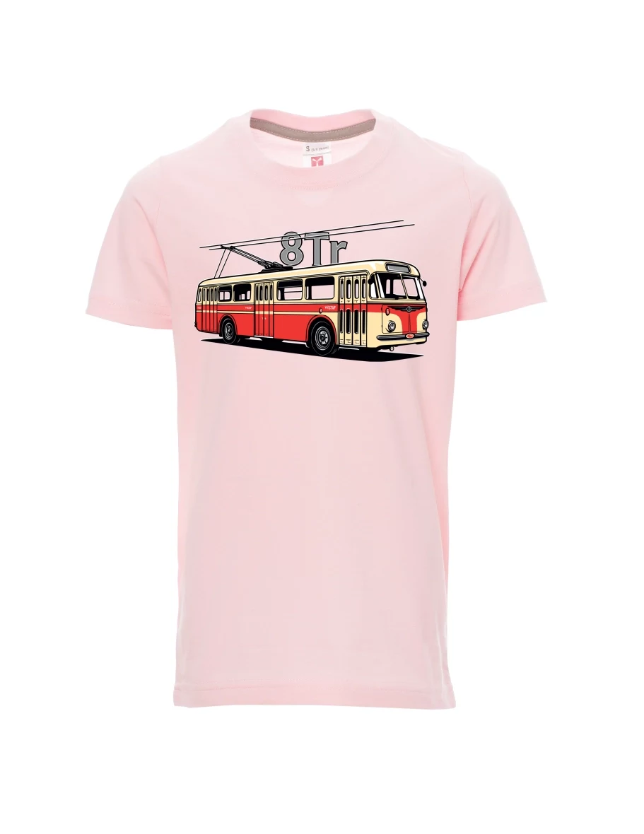 Dziecięcy t-shirt jasno różowy Trolejbus 8Tr