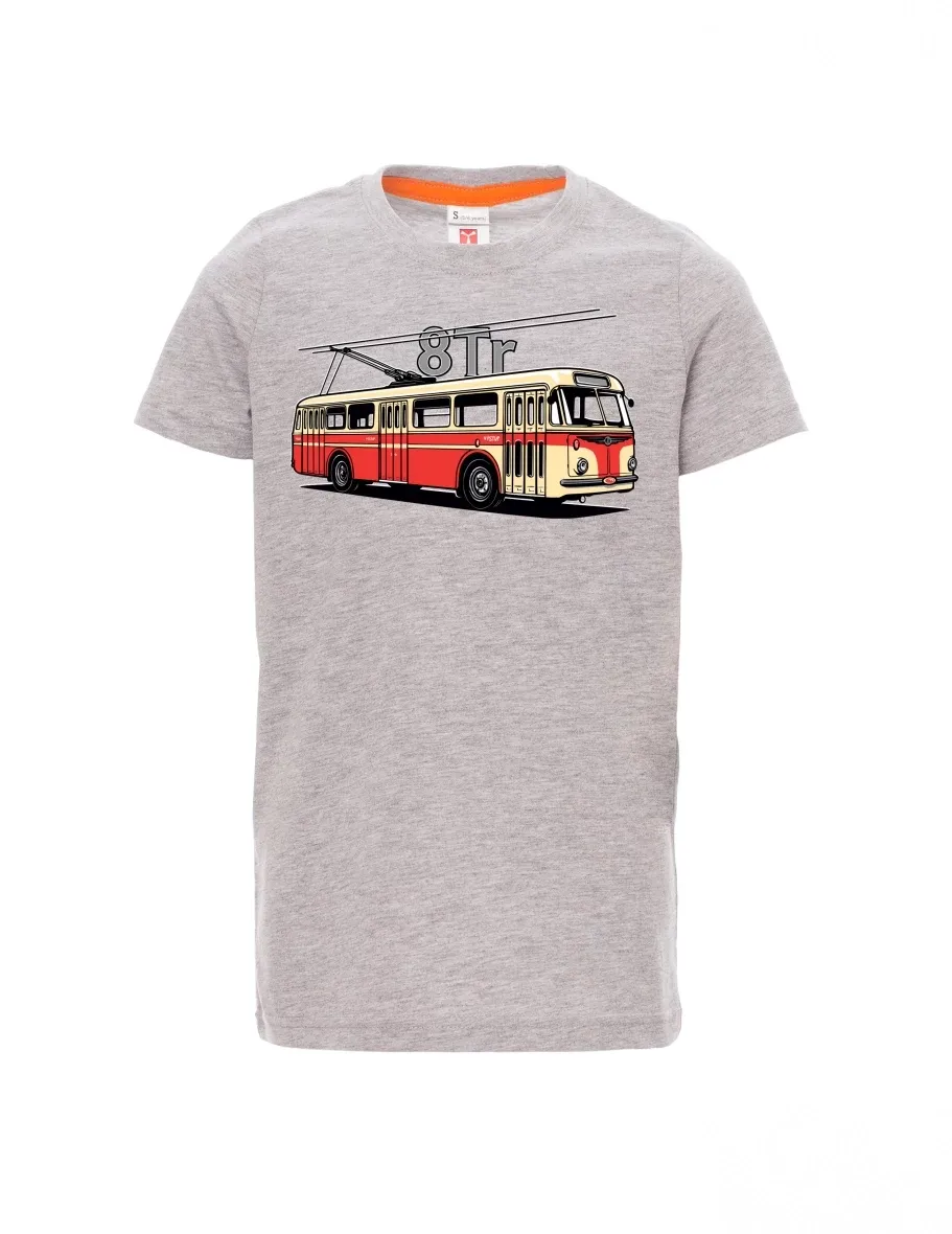 Dziecięcy t-shirt szary melange Trolejbus 8Tr