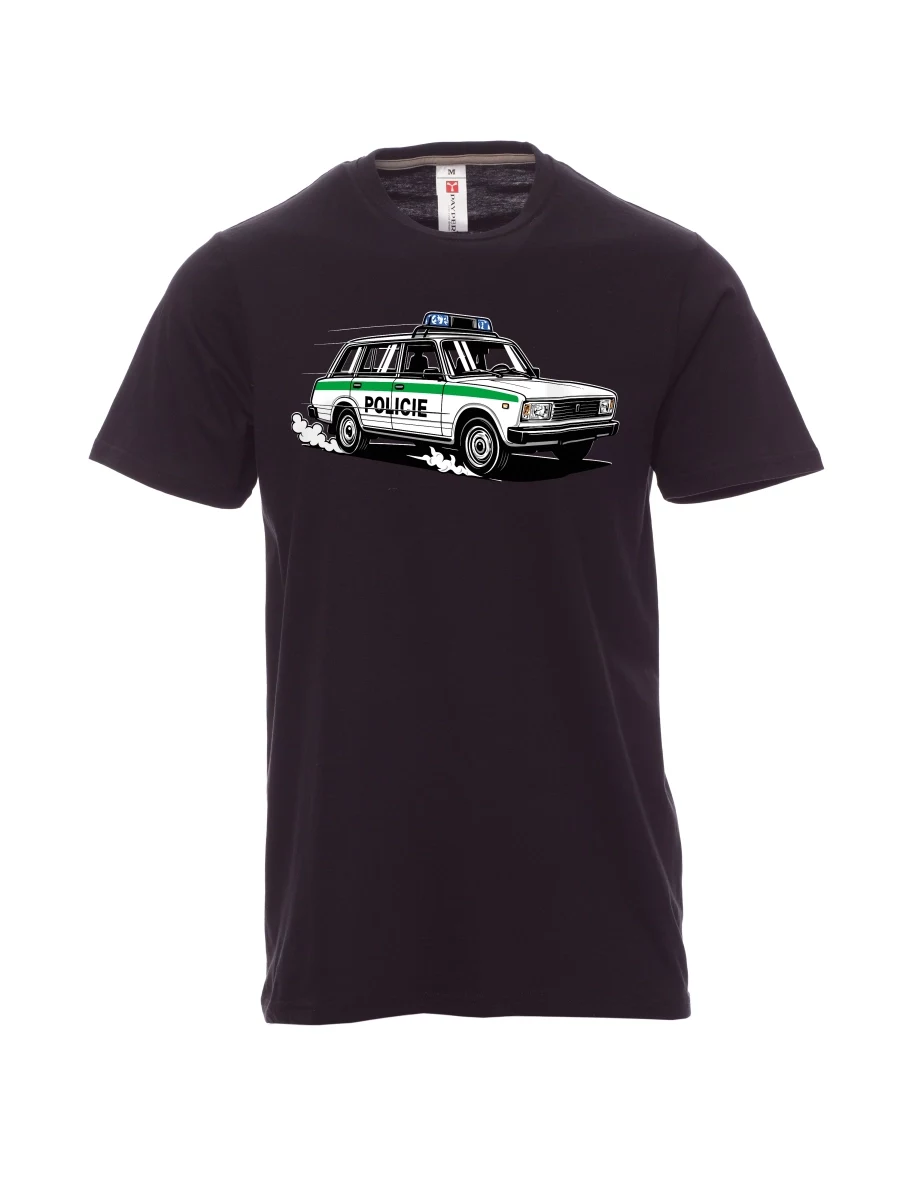 Męski t-shirt czarny Samochód VAZ 2104 POLICJA