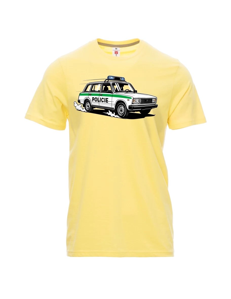 Męski t-shirt jasny zółty Samochód VAZ 2104 POLICJA