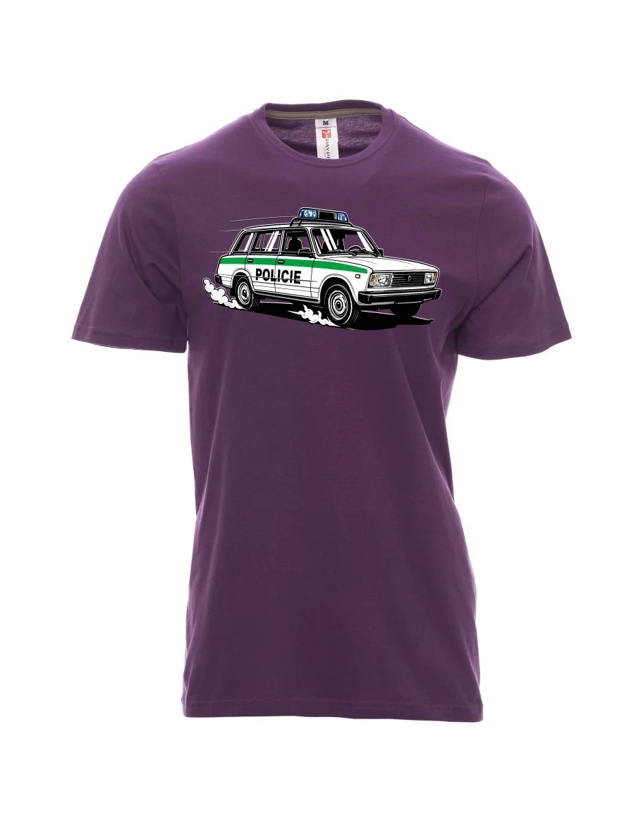 Męski t-shirt purpurowy Samochód VAZ 2104 POLICJA