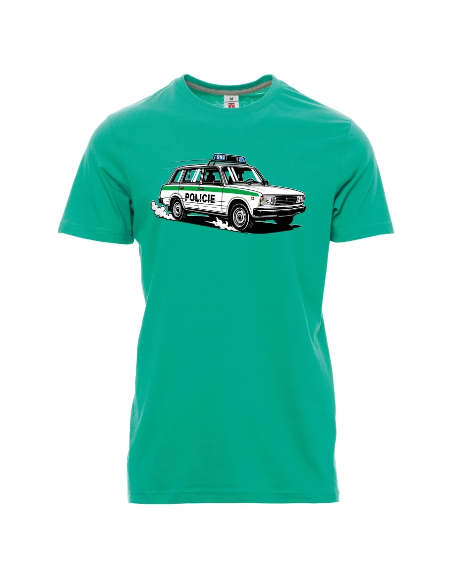 Męski t-shirt szmaragdy Samochód VAZ 2104 POLICJA