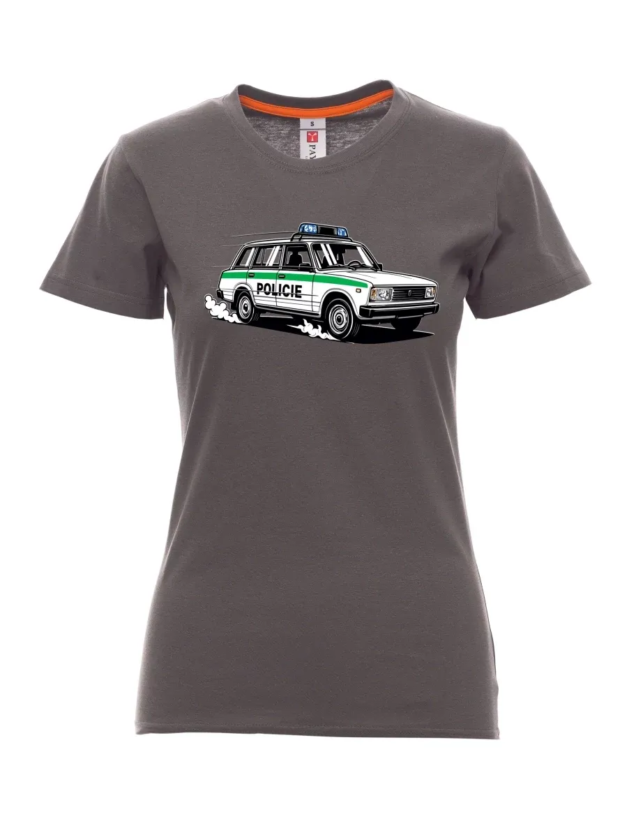 Damski t-shirt antracytowy Samochód VAZ 2104 POLICJA