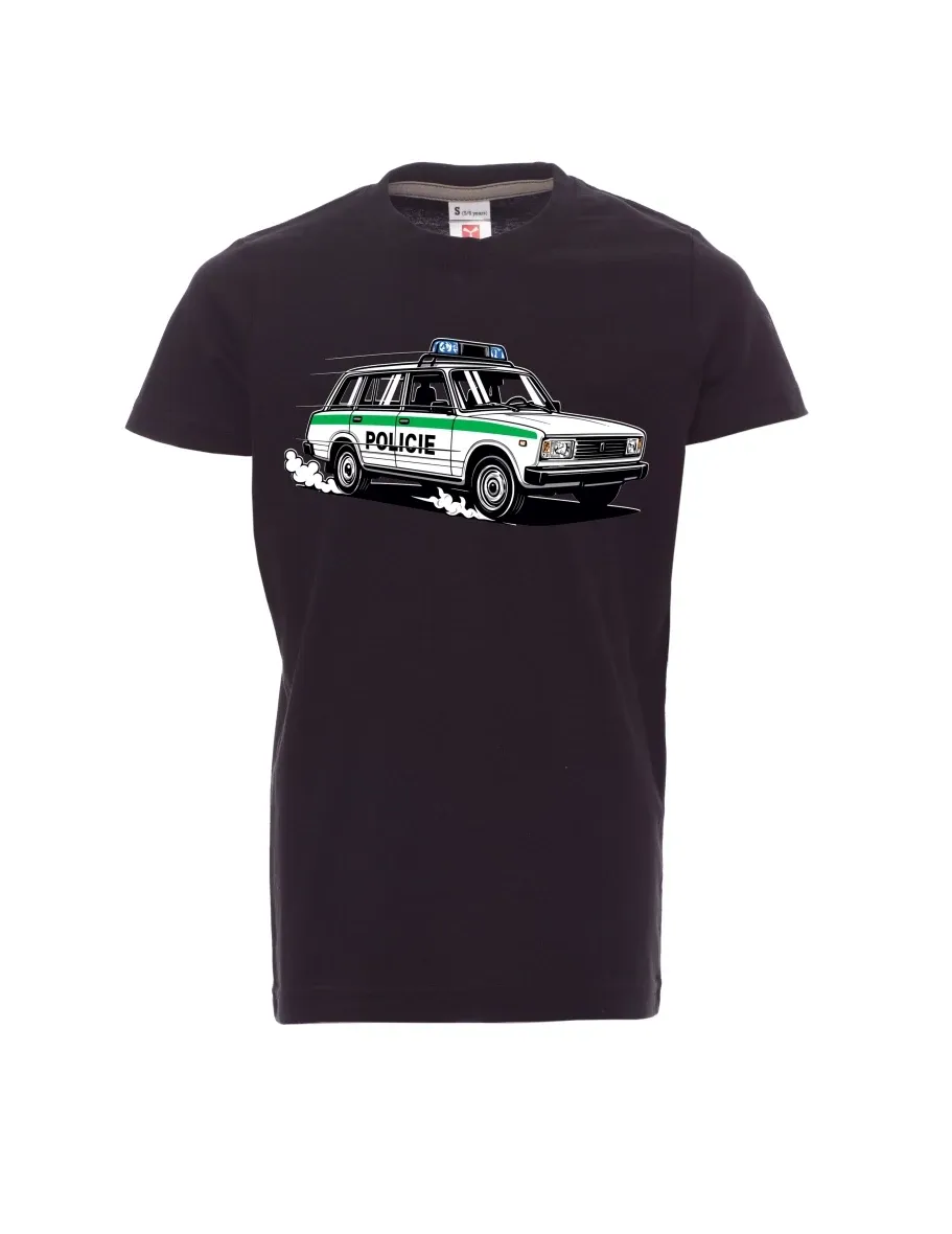 Dziecięcy t-shirt czarny Samochód VAZ 2104 POLICJA