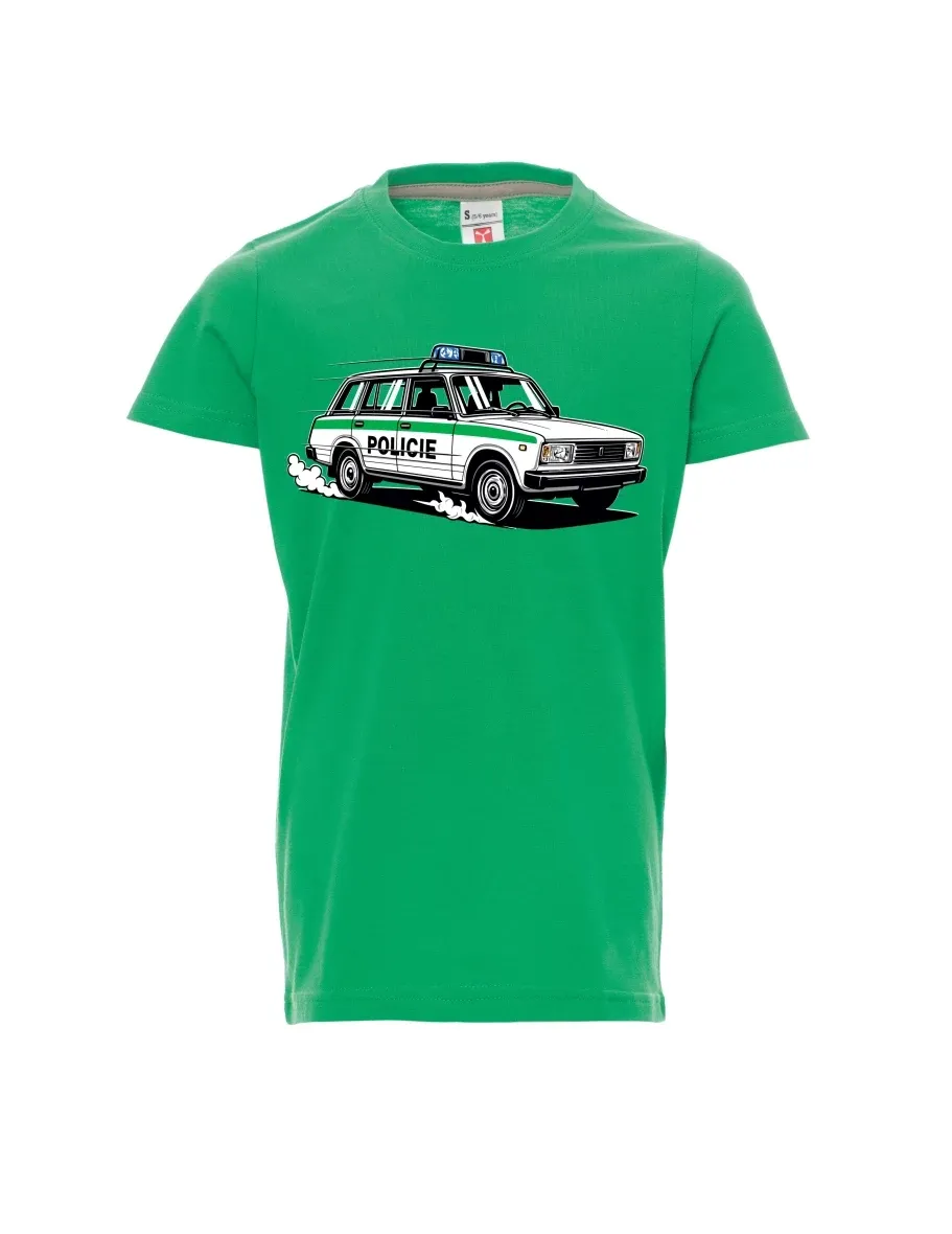 Dziecięcy t-shirt zielony Samochód VAZ 2104 POLICJA