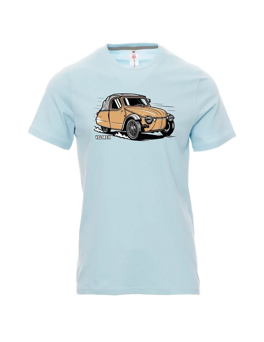 Męski t-shirt jasno niebieski Samochód Velorex
