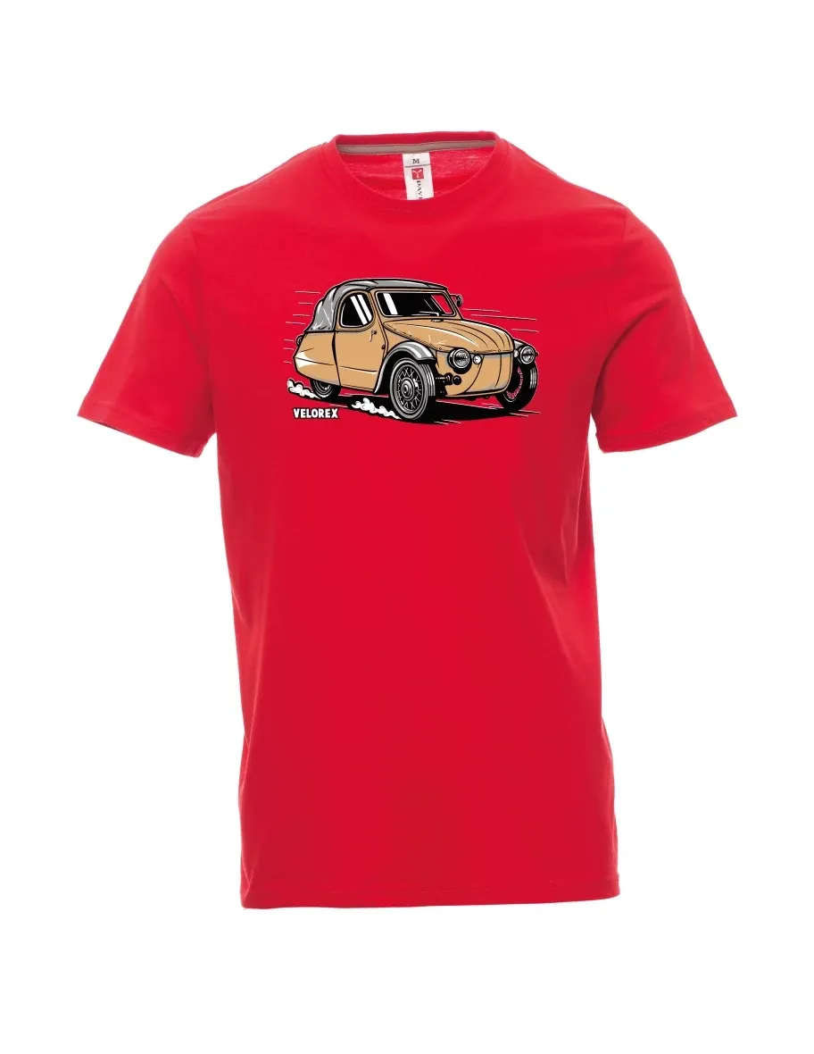 Męski t-shirt czerwony Samochód Velorex