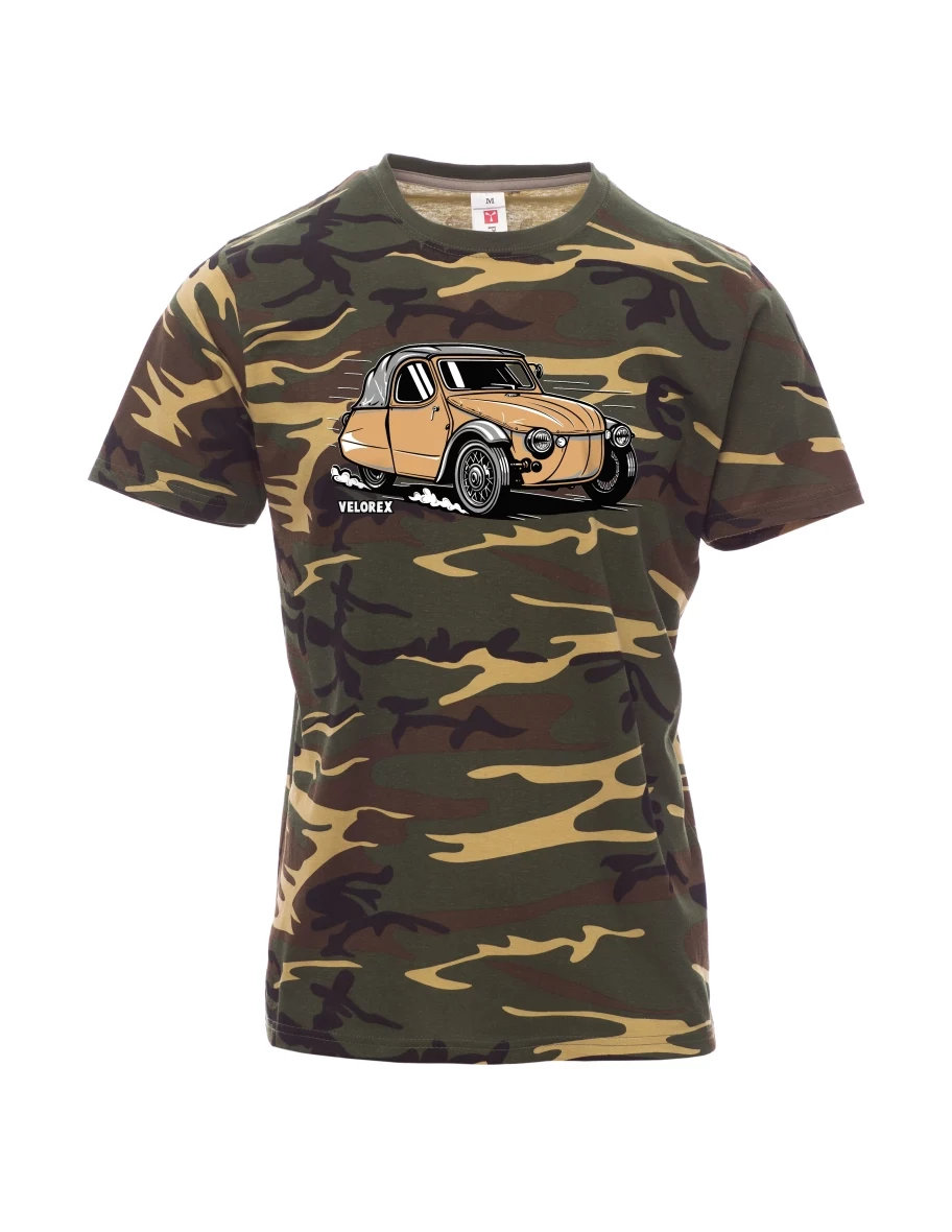 Męski t-shirt kamuflażSamochód Velorex