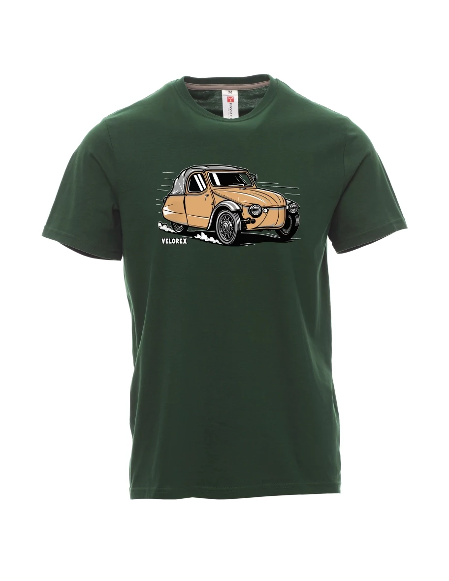 Męski t-shirt ciemnozielony Samochód Velorex