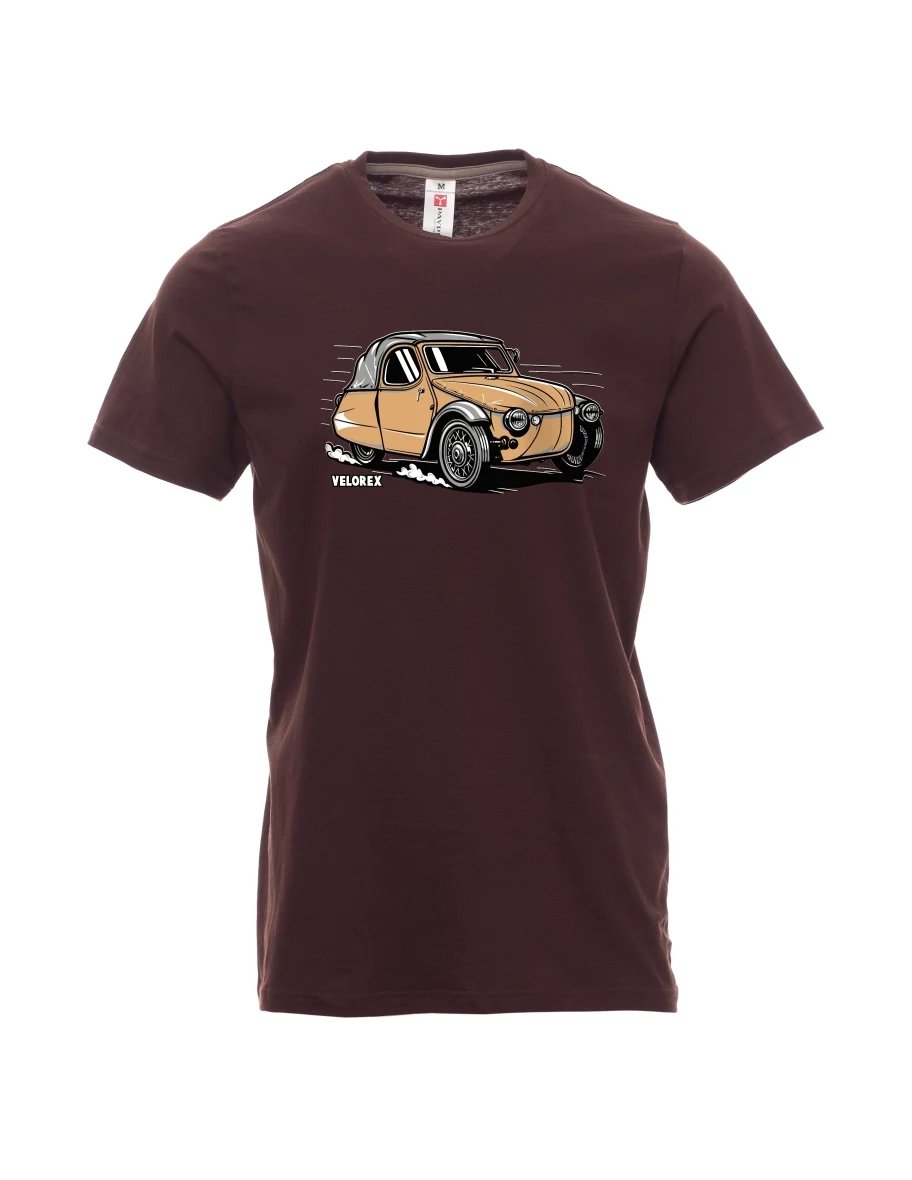 Męski t-shirt ciemny brąz Samochód Velorex