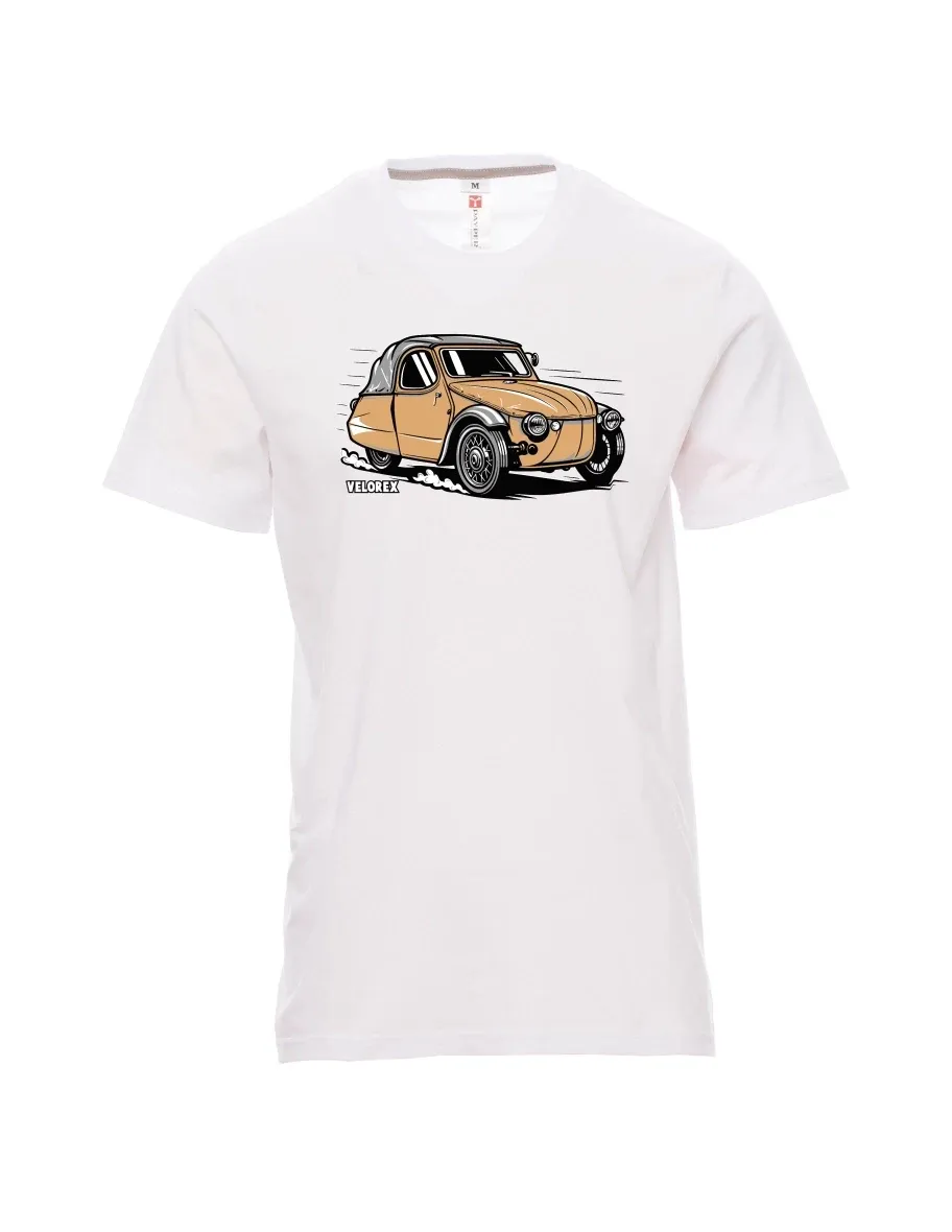 Męski t-shirt biały Samochód Velorex