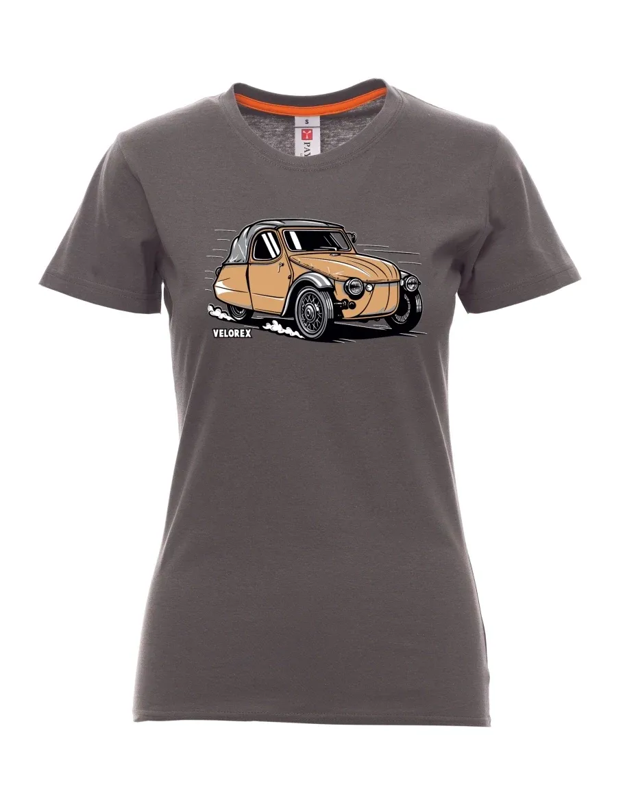 Damski t-shirt antracytowy Samochód Velorex