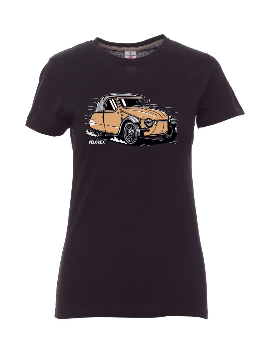 Damski t-shirt czarny Samochód Velorex