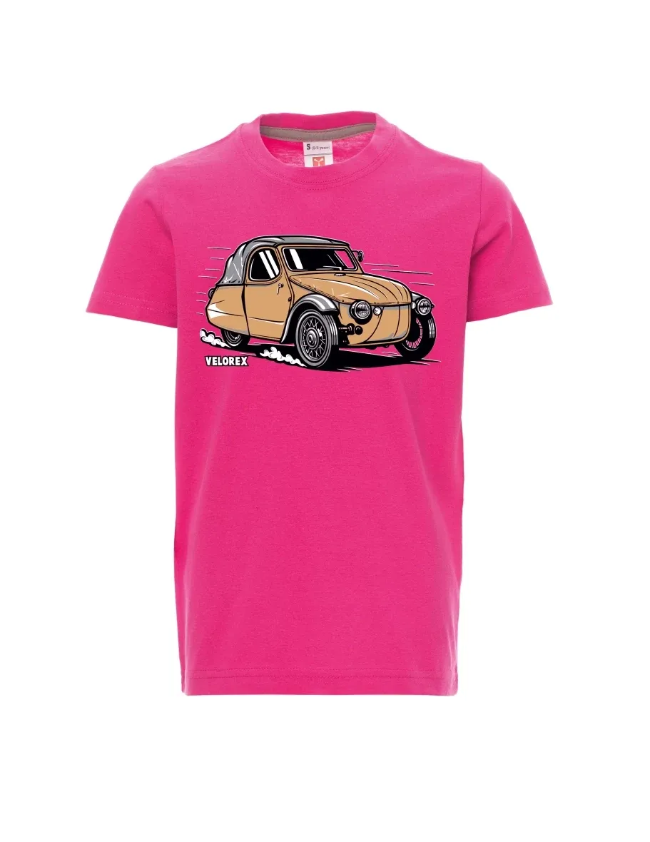 Dziecięcy t-shirt różowy Samochód Velorex