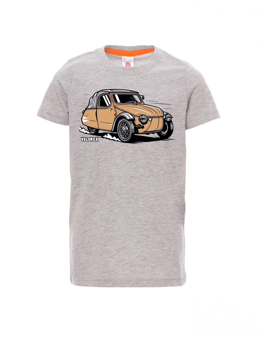 Dziecięcy t-shirt szary melange Samochód Velorex