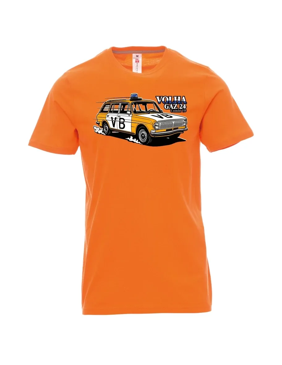 Męski t-shirt pomarańczowy Samochód Wołga GAZ 24 VB