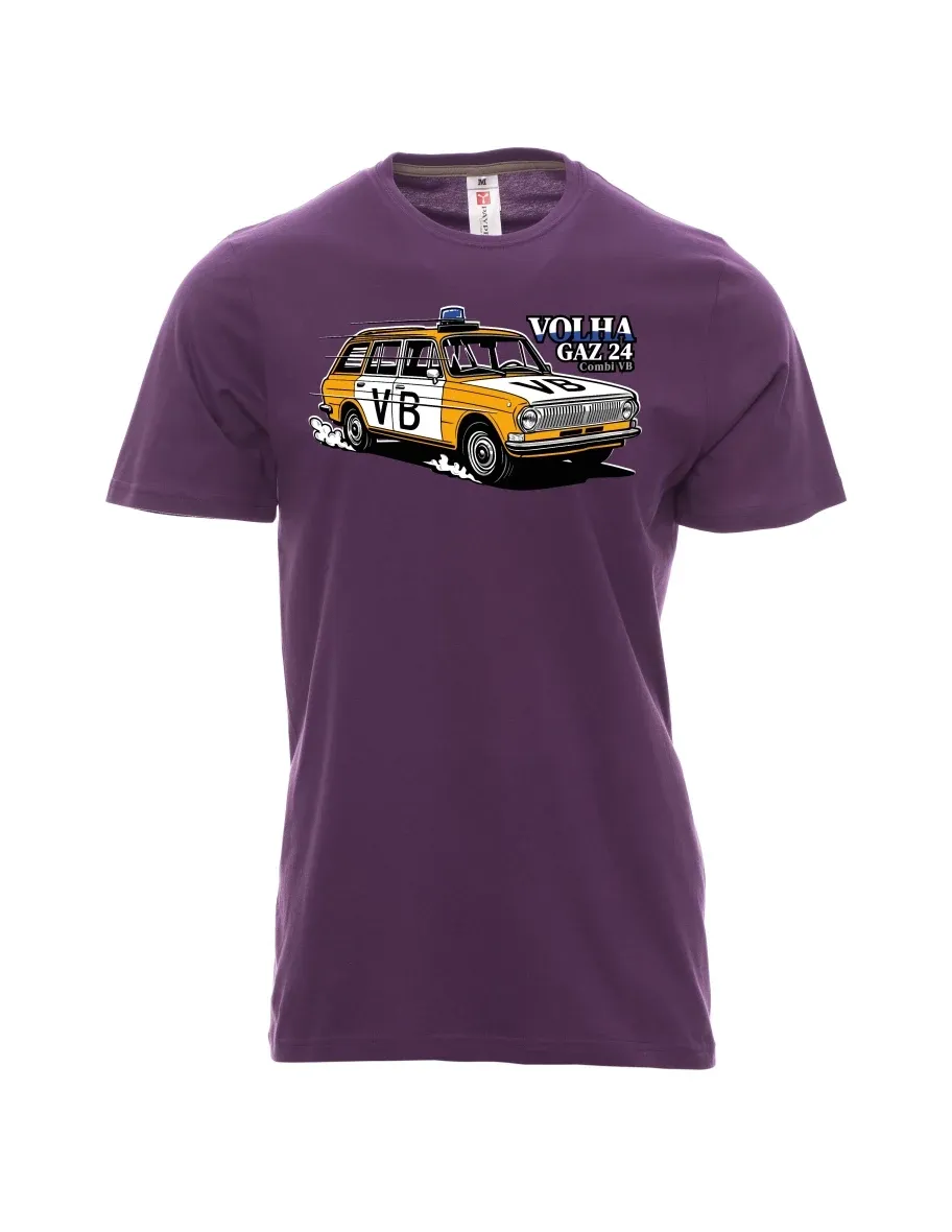 Męski t-shirt purpurowy Samochód Wołga GAZ 24 VB