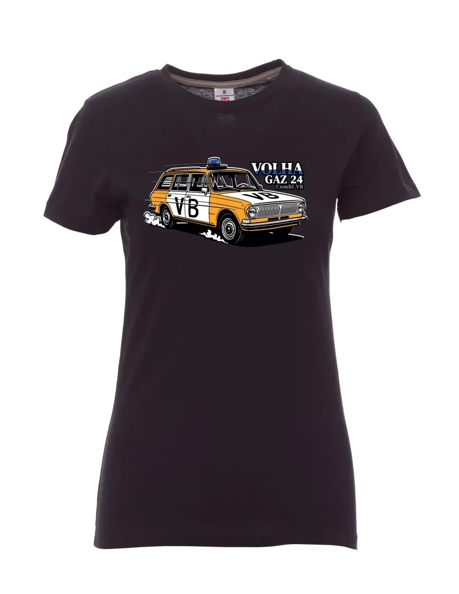 Damski t-shirt czarny Samochód Wołga GAZ 24 VB