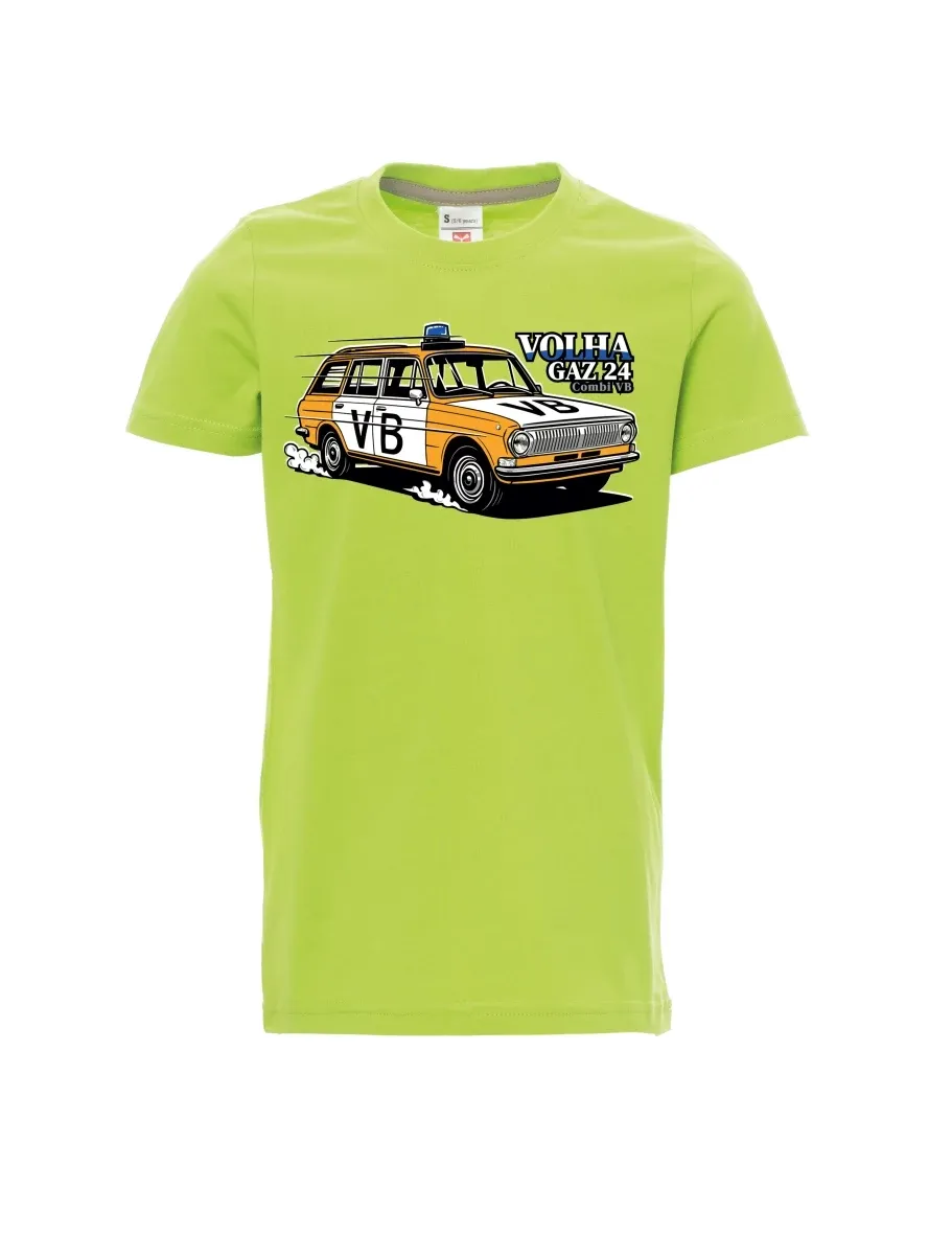 Dziecięcy t-shirt jasno zielony Samochód Wołga GAZ 24 VB
