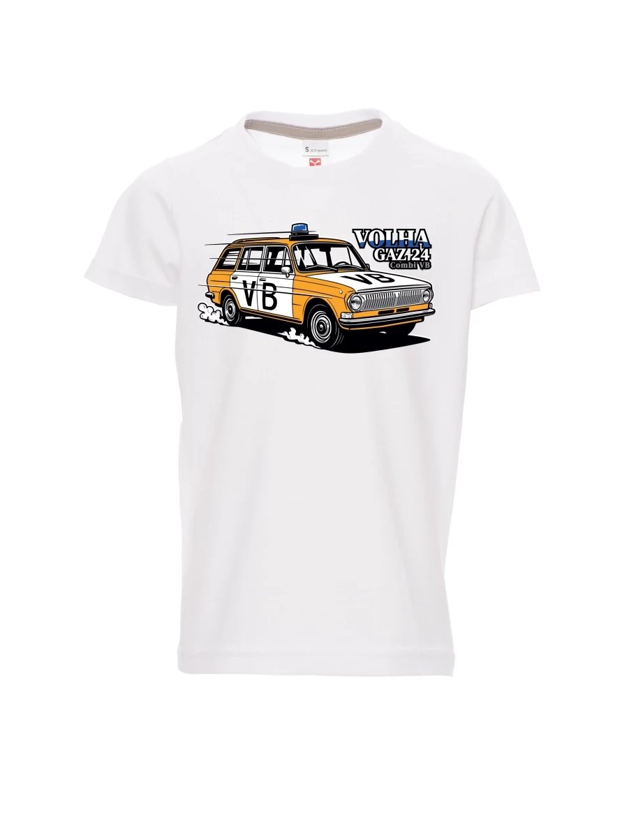 Dziecięcy t-shirt biały Samochód Wołga GAZ 24 VB