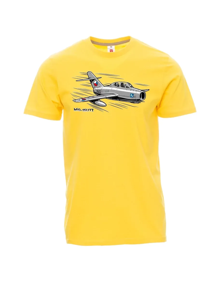 Męski t-shirt żółty Samolot MiG-15UTI