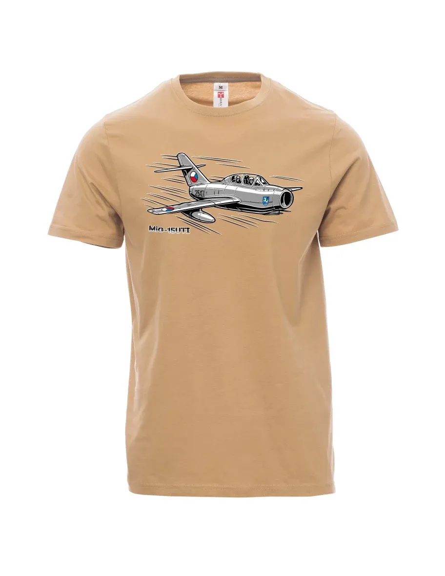 Męski t-shirt brązowy Samolot MiG-15UTI