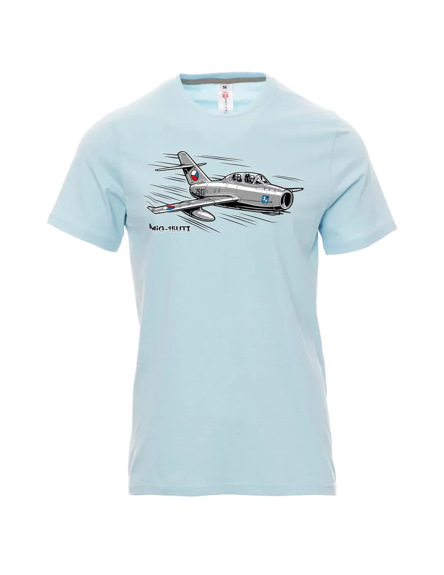 Męski t-shirt jasno niebieski Samolot MiG-15UTI