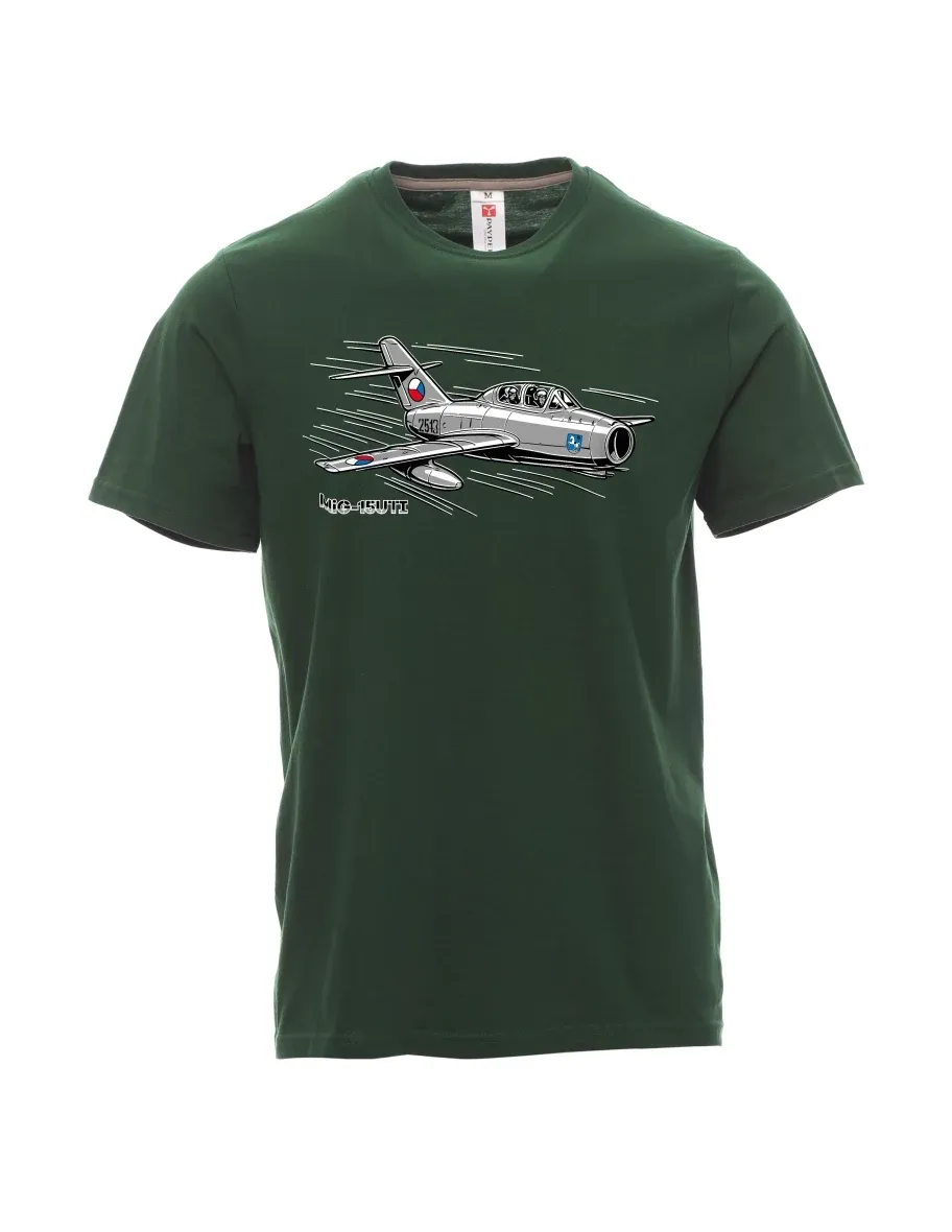 Męski t-shirt ciemnozielony Samolot MiG-15UTI
