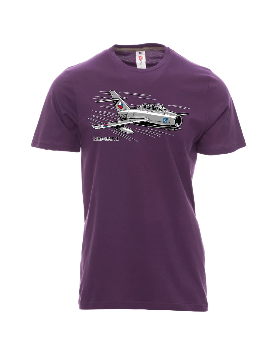 Męski t-shirt purpurowy Samolot MiG-15UTI