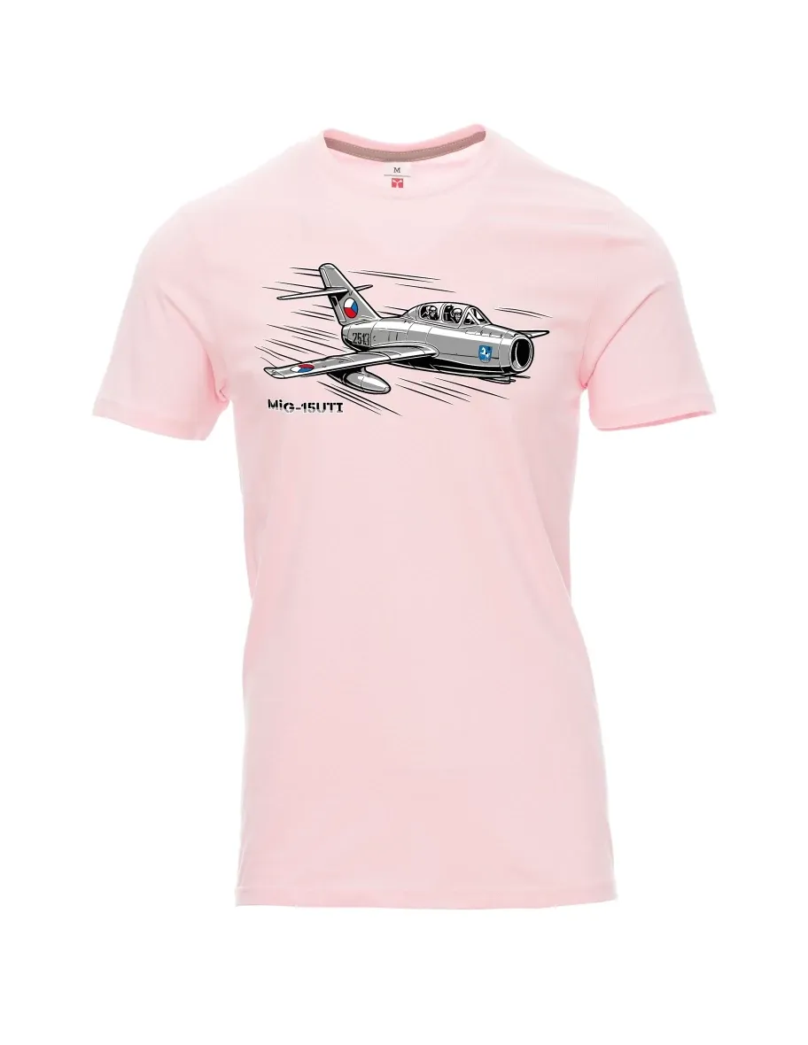 Męski t-shirt jasnoróżowy Samolot MiG-15UTI