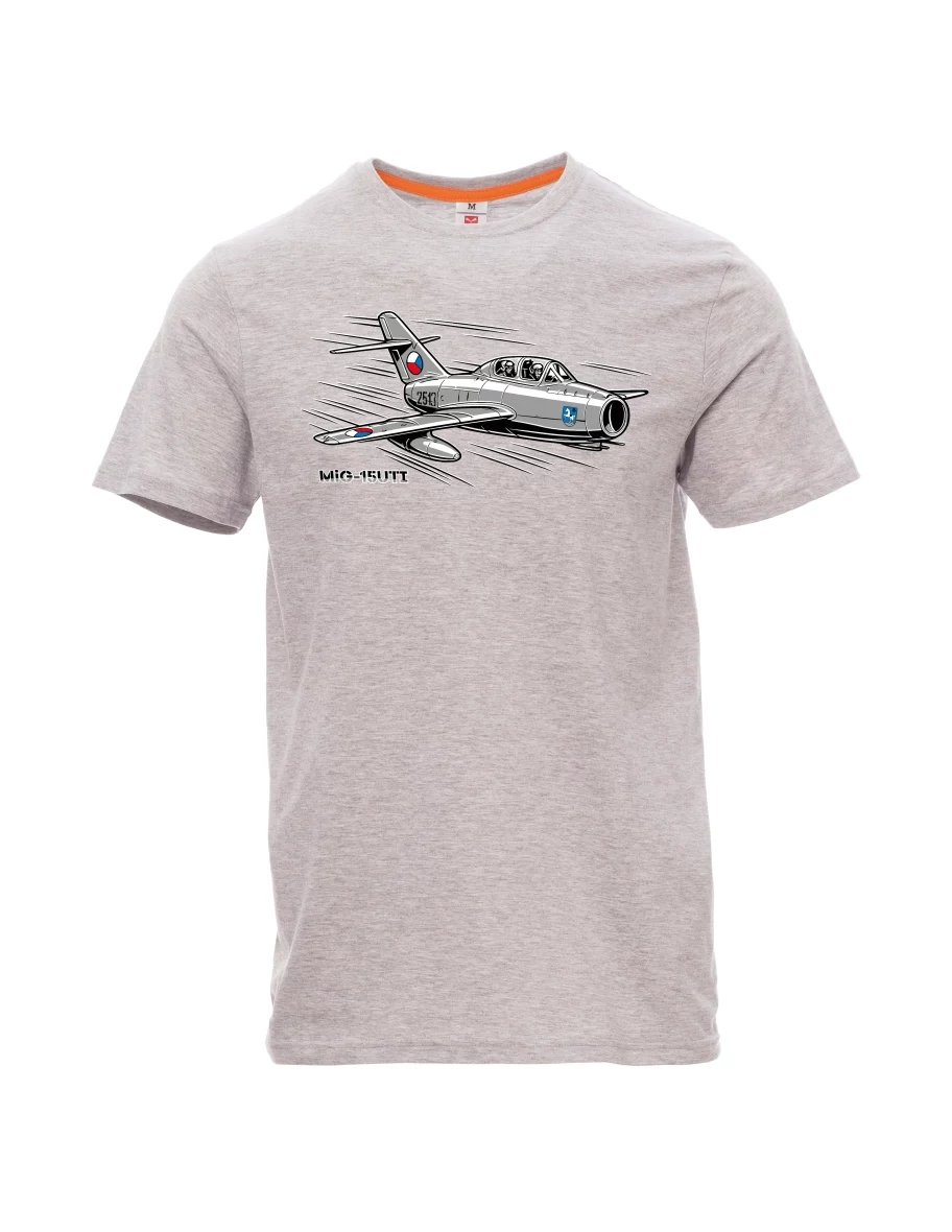 Męski t-shirt szary melanż Samolot MiG-15UTI
