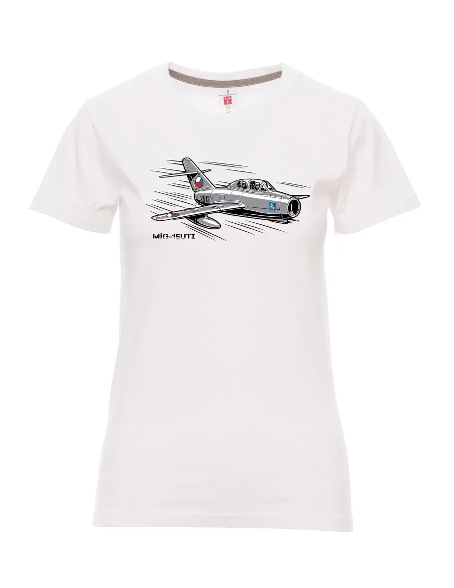 Damski t-shirt biały Samolot MiG-15UTI