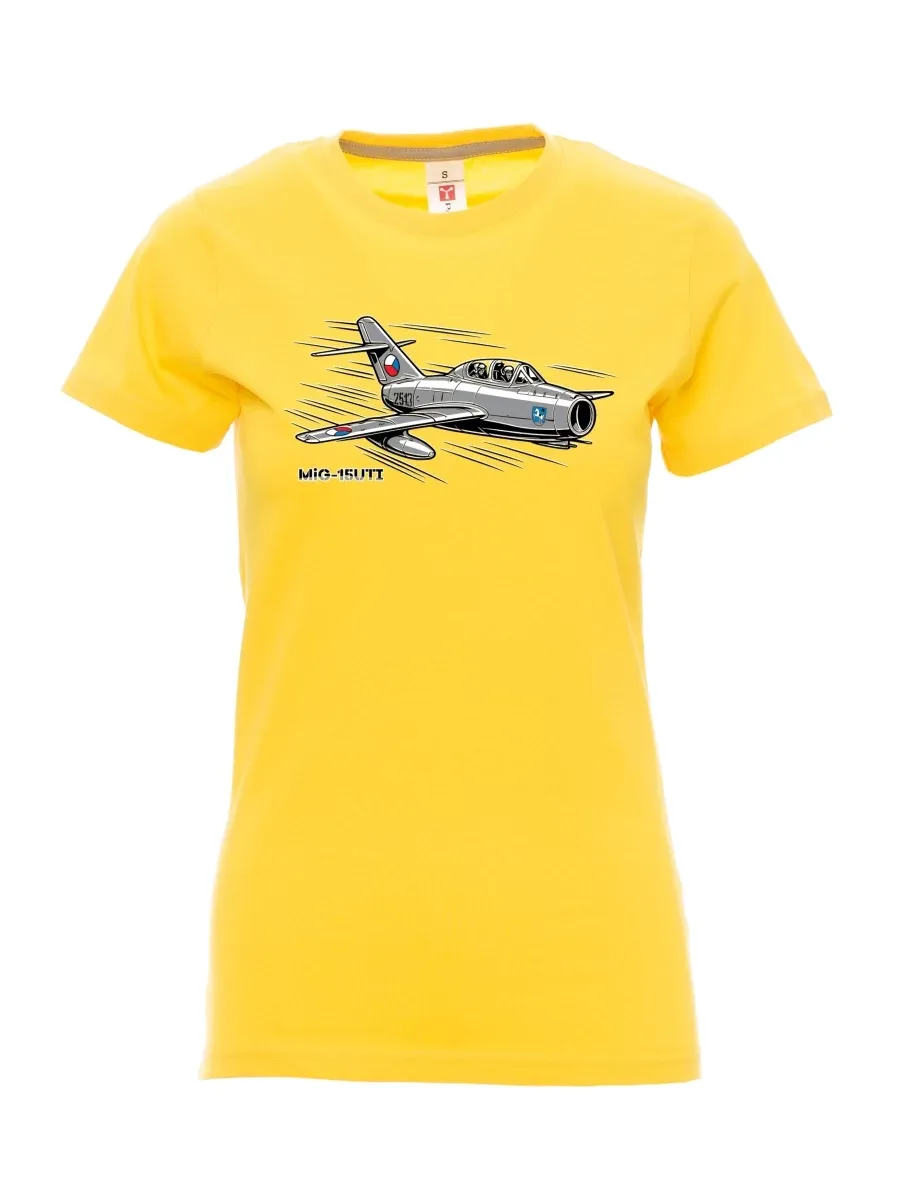 Damski t-shirt żółty Samolot MiG-15UTI