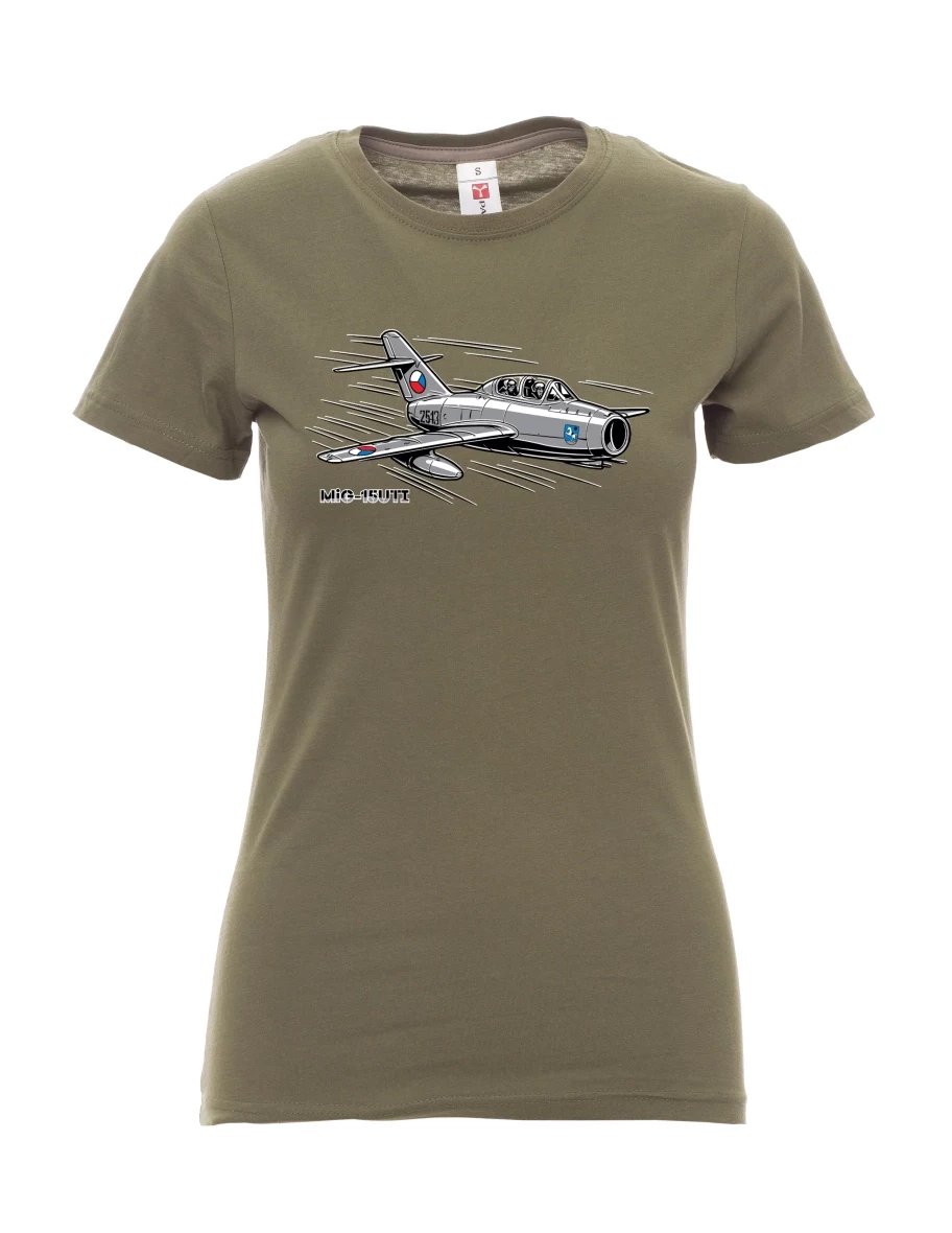 Damski t-shirt khaki Samolot MiG-15UTI