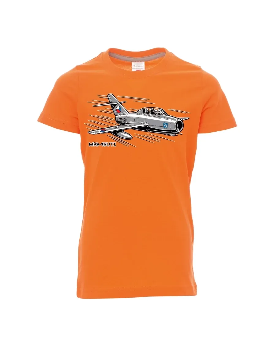 Dziecięcy t-shirt pomarańczowy Samolot MiG-15UTI