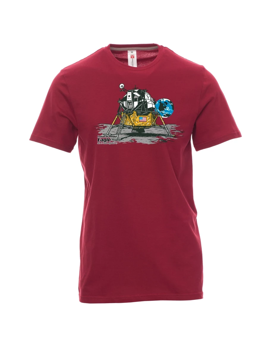 Męski t-shirt czerwony Moduł księżycowy Eagle