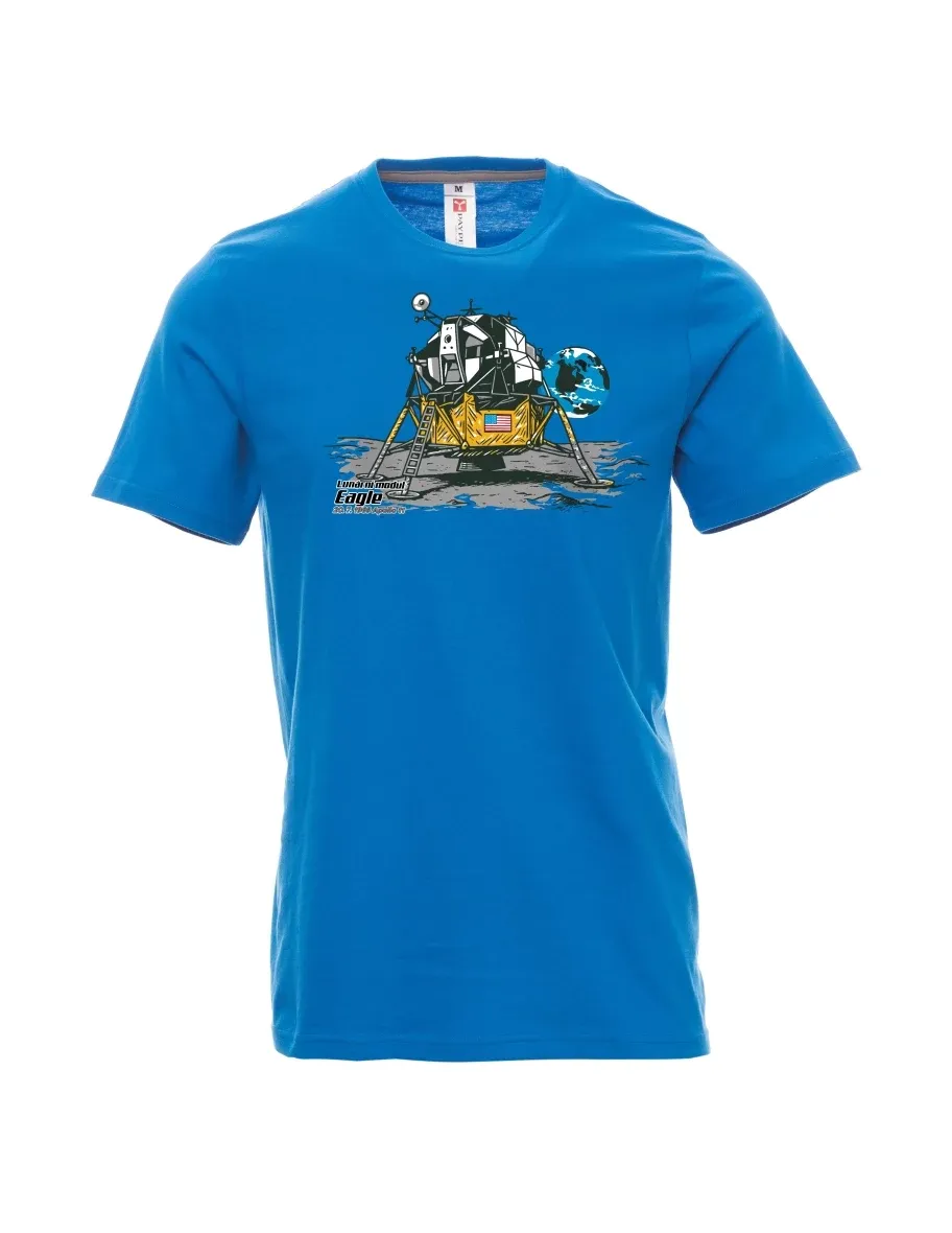 Męski t-shirt jasno niebieski Moduł księżycowy Eagle